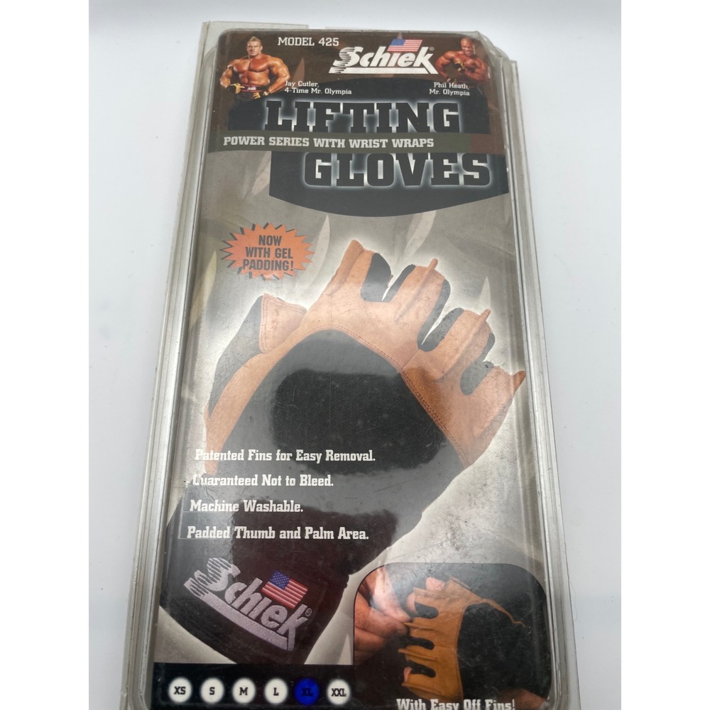 Schiek Model 425 Power Series Lifting Gloves with Wrist Wraps XL‎ Tan Black NEW